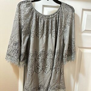 Elegant Gray Lace Women's Top